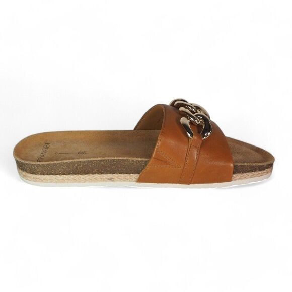 Frankie4 Quinn Chain Detail Slide Sandals Tan / Gold 2384 Women's 8.5 - Picture 8 of 10